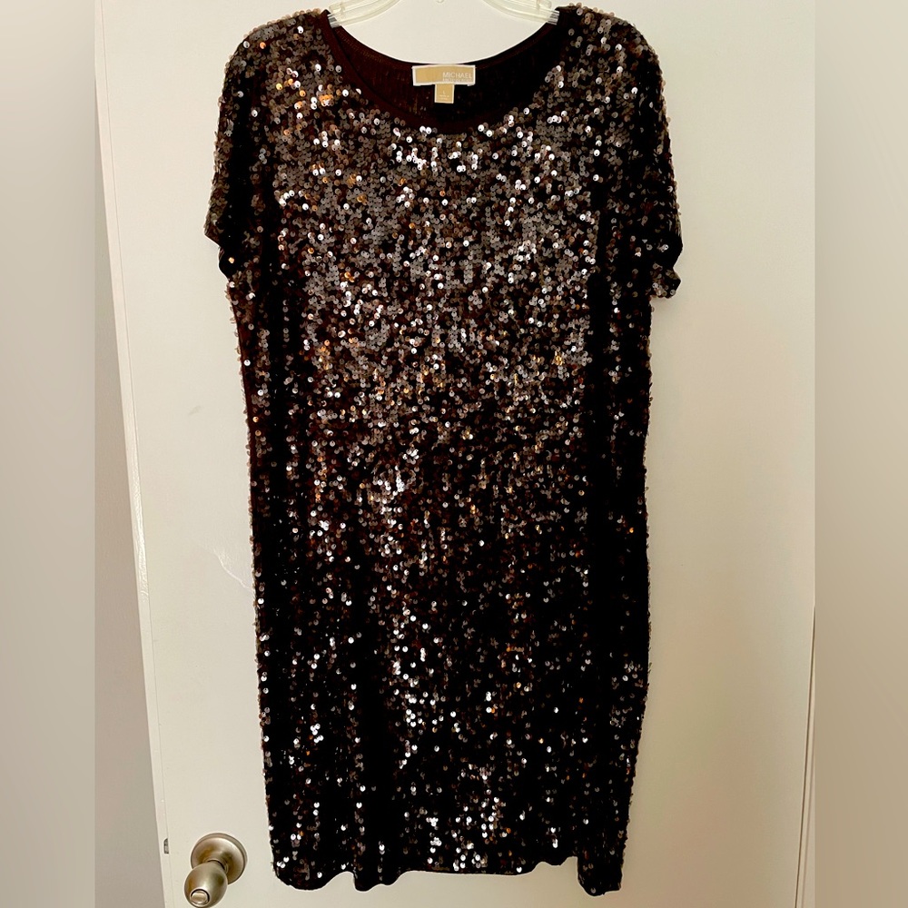 Brown Michael Kors sequin mini dress, Size L